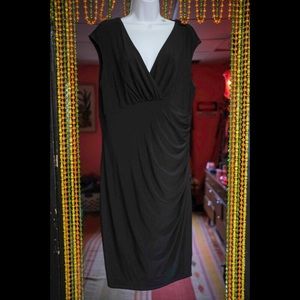 Sleek black dress with ruched side by Ralph Lauren